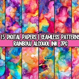 Rainbow Alcohol Ink Seamless Pattern Rainbow Digital Paper Alcohol Ink Rainbow Paper Download istantaneo Uso commerciale gratuito Copie illimitate