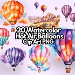 Aquarel Clip Art hete lucht ballonnen transparante achtergrond Png-bestanden gratis commercieel gebruik Clip Art ballonnen kleurrijk grafisch ontwerp Clipart