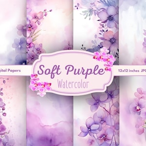 Lila digitale Papiere Ocrhid Blumen für Scrapbooking, Drucken, Junk Journal, Karten - Aquarellpapier - 300DPI - Floral Backgrounds