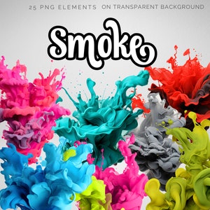 Clip Art 3D Ink Smoke png uso comercial gratuito gráficos de 300 ppp, descarga instantánea digital, elementos de arte abstracto, diseño de camisa de sublimación