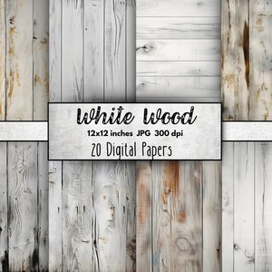 Carte digitali con struttura in legno bianco per Scrapbooking, stampa, diario spazzatura - Uso commerciale gratuito - 300DPI - Sfondi digitali con venature del legno
