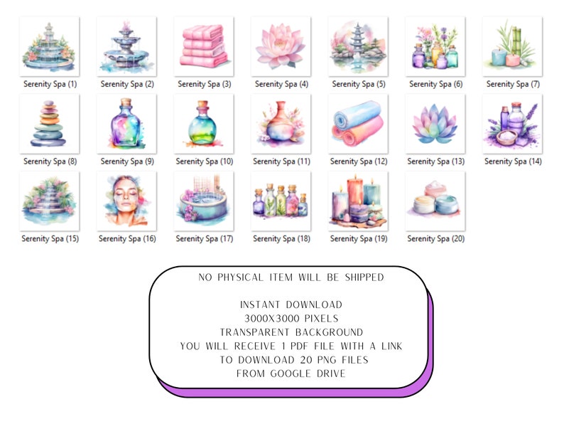 Watercolor Spa Clip Art Free Commercial Use Transparent Etsy