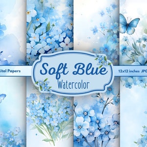 Digitale Papiere Vergissmeinnicht Blumen für Scrapbooking, Drucken, Junk Journal, Karten- Kostenlose kommerzielle Nutzung - 300DPI - Florale Hintergründe