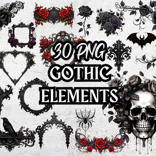 Clip Art Gothic Elements Design dark fantasy clipart witch spider halloween graphics horror images vintage gothic graphics victorian art