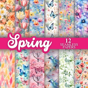 Papiers numériques printaniers pour le scrapbooking, l'impression, le journal indésirable-usage commercial gratuit-300DPI-art floral arrière-plans lumineux JPEG