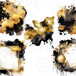 Clip Art Black and Gold Png Transparent Background Clip Art - Etsy