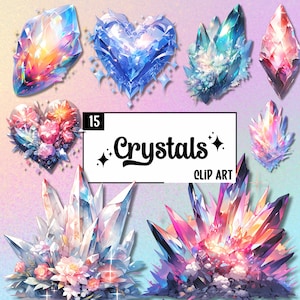 Clip Art Crystals | High Quality 300 Dpi | Gemstones | Transparent Background | Instant Download Clipart | Free Commercial Use
