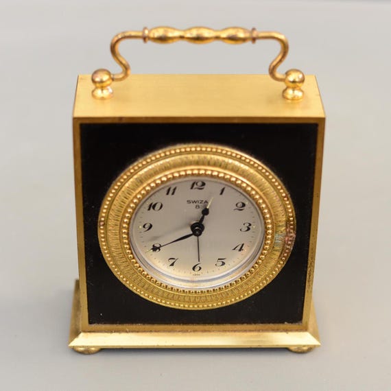 Vintage SWIZA 8 Days Swiss Made Alarm Mechanical Mantel Table