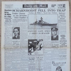 Vintage Original Daily Mail Newspaper No 14868 28 December 1943 World War WWII WW2