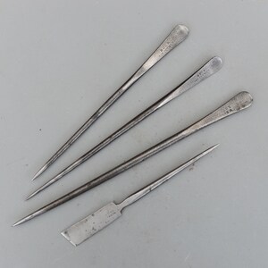 Set 4 Vintage Iron Carpenters Timber Scribe Mount Cutter Awl Joiner Woodworking