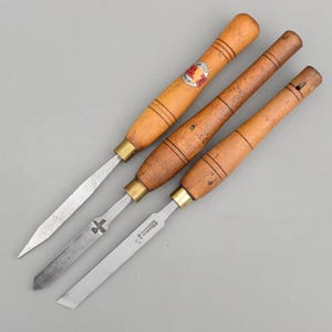 3 Vintage Mawhood I.Sorby Lathe Tools Skew Parting Woodturning Chisel Turning
