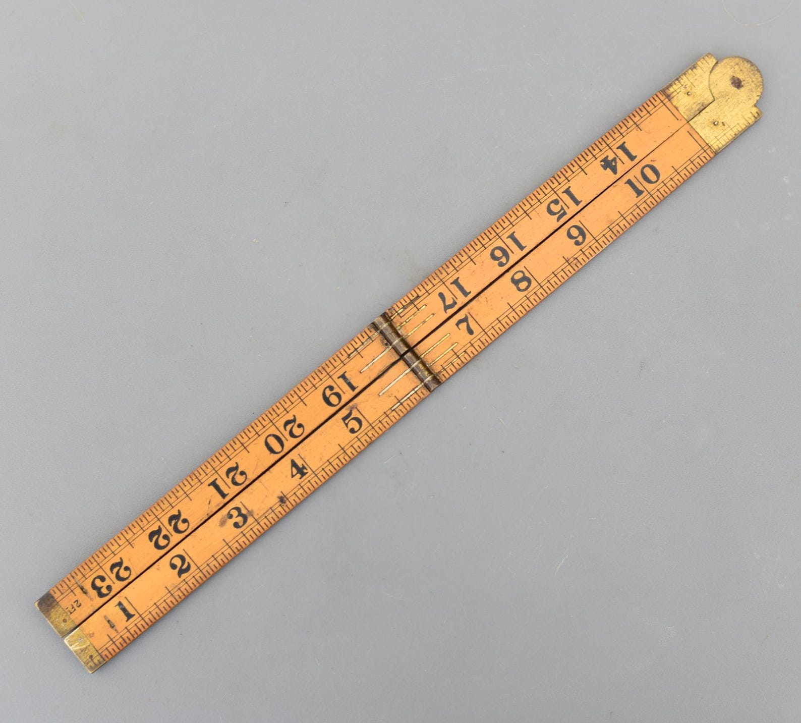 English Ruler That Was Inbread Vintage Rabone England No 0608 Warranted Boxwood & Brass Folding Ruler ...