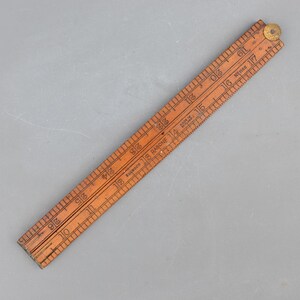 Règle pliante vintage Rabone England n° 1166, garantie, en buis et laiton, 91,4 cm (36 pouces).