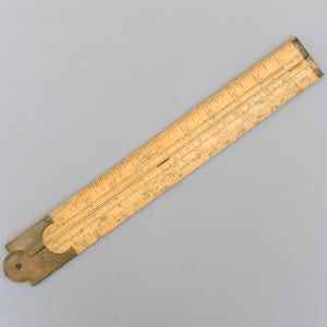 Vintage Rare Edward Preston & Sons Birmingham Boxwood Brass Folding Ruler 24''