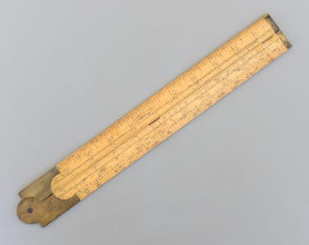 Vintage Rare Edward Preston & Sons Birmingham Boxwood Brass Folding Ruler 24''