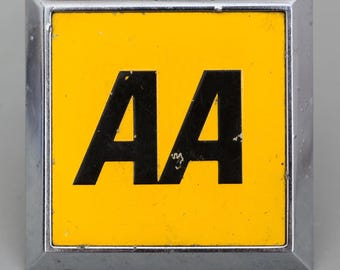 Vintage Square AA Car Badge 1970's Members Grille Badge