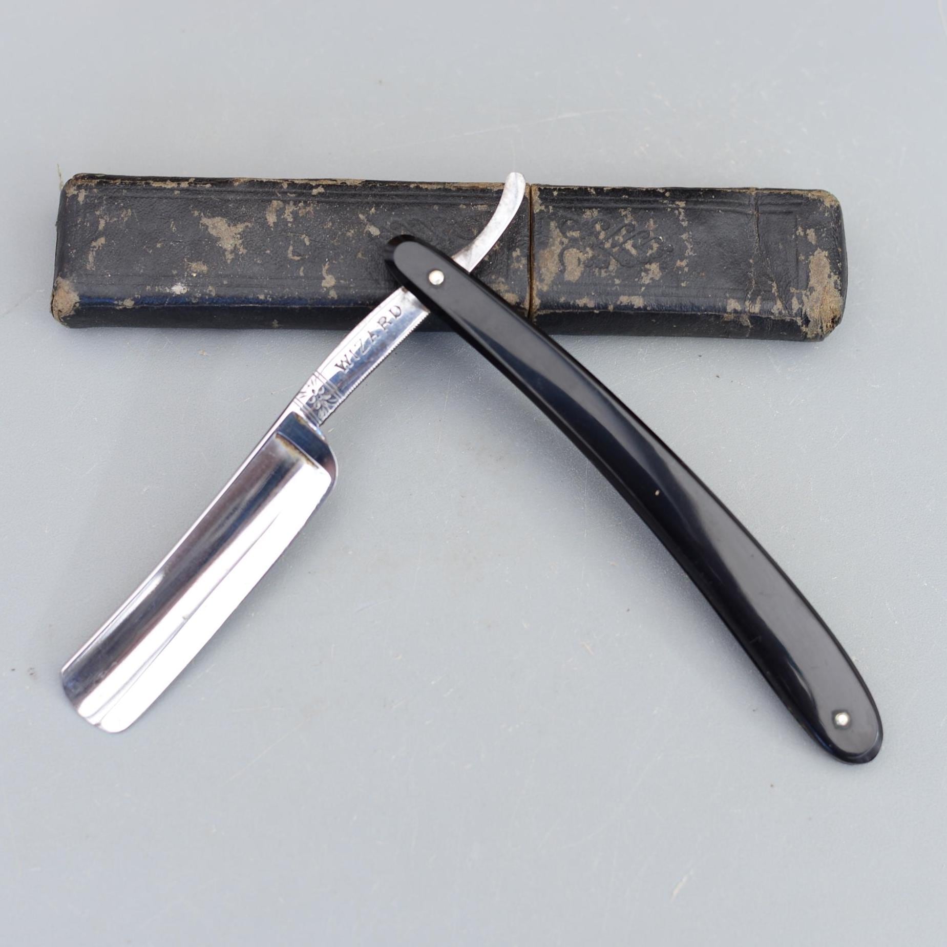 Vintage Rare WIZARD Sheffield Ornate Straight Razor Cut Throat Razors ...