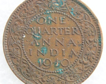 1940 George VI One Quarter 1/4 Anna Coin India