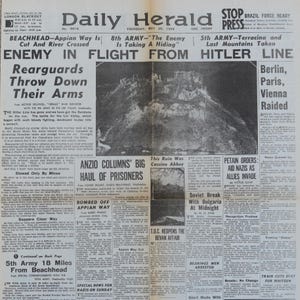 Giornale originale vintage Daily Herald n. 8816 25 maggio 1944 Seconda guerra mondiale Seconda guerra mondiale