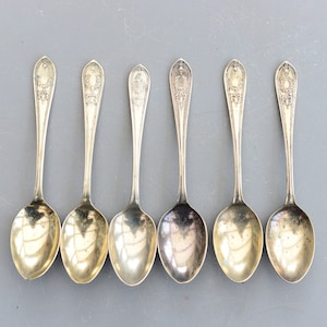 Zestaw 6 łyżeczek do herbaty w kolorze srebra REG 804328 EPNS Girlanda z liści laurowych