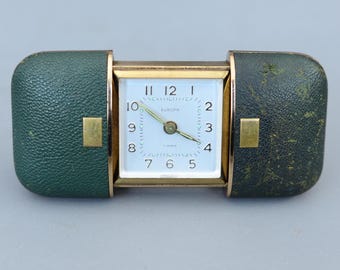 Vintage EUROPA 7 Jewels Germany Travel Alarm Mechanical Clock Working