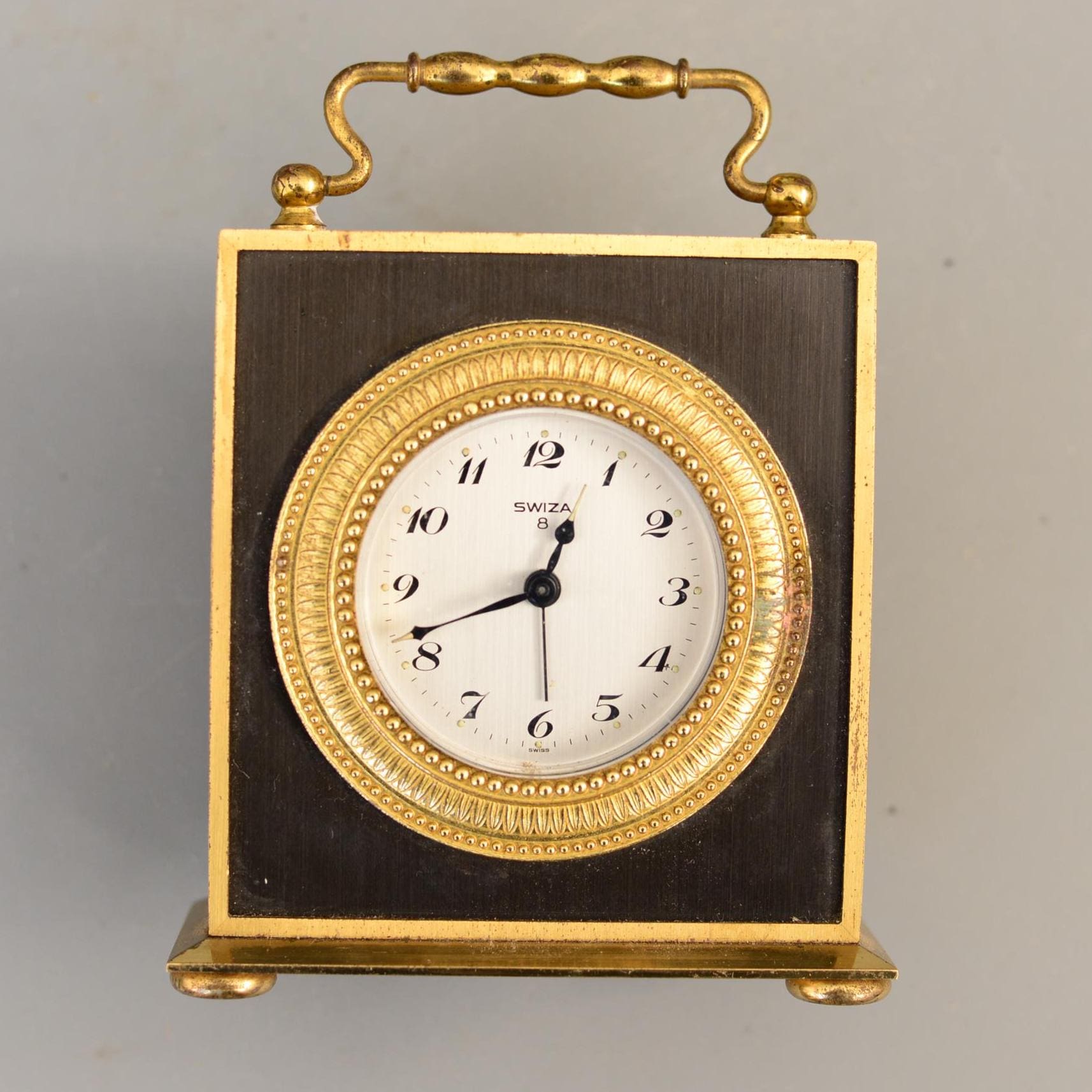 SWIZA 8 置時計 Vintage SWIZA 8 Days Swiss Made Alarm Mechanical Mantel Table