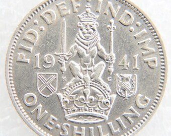 1941 King George VI Silver One Shilling Scottish Coin Coins