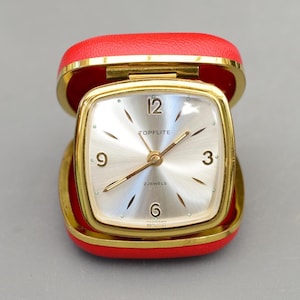 Vintage TOPFLITE 2 Jewels Tyskland Reseväckarklocka Mekanisk Fungerande