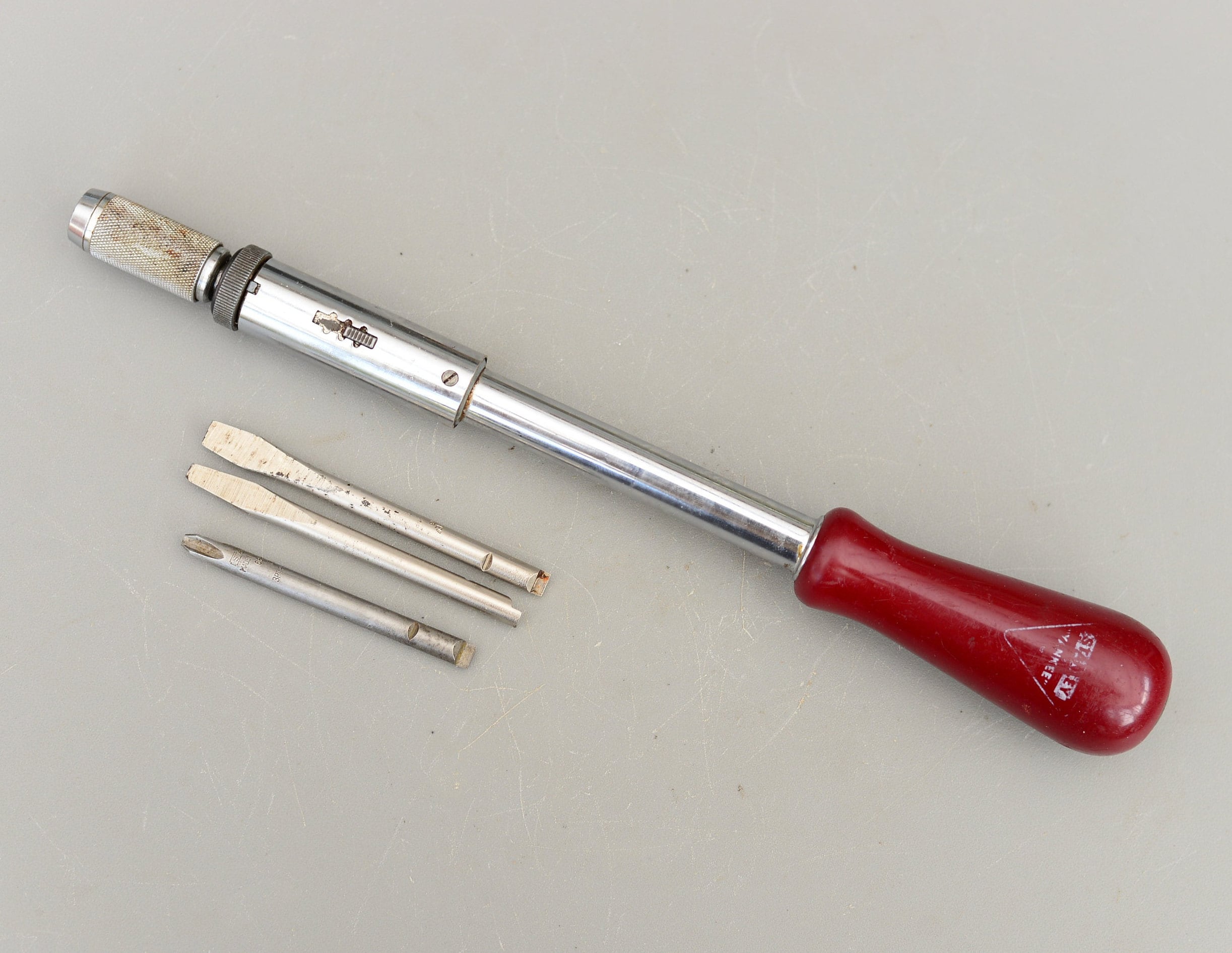 Vintage STANLEY YANKEE N0. 130B Spiral Ratchet Screwdriver England 3 bits