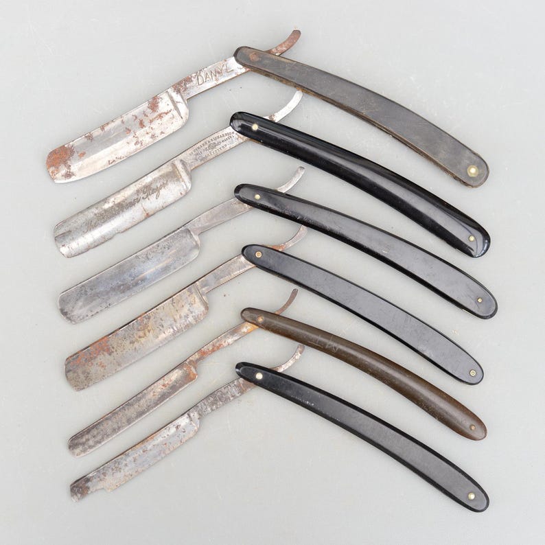 Set 6 Vintage Straight Razor Cut Throat Razors - Etsy