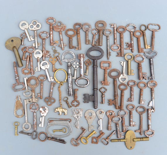 Chiave Decorative Scatola Armadio Antica Chiave Decorativa Blocco - Foto 11