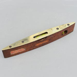 ヴィンテージ W. マープルズ＆サンズ シェフィールド Pat No 423896 木製真鍮ボート水準器 8インチ