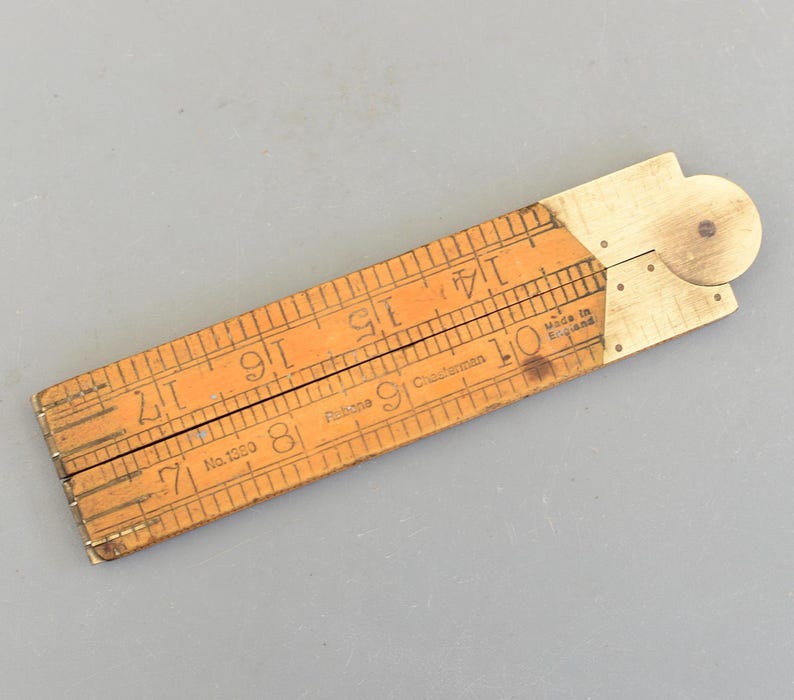 English Ruler That Was Inbread Vintage Rabone Chesterman England No 1380 Boxwood & Brass Folding Ruler ...
