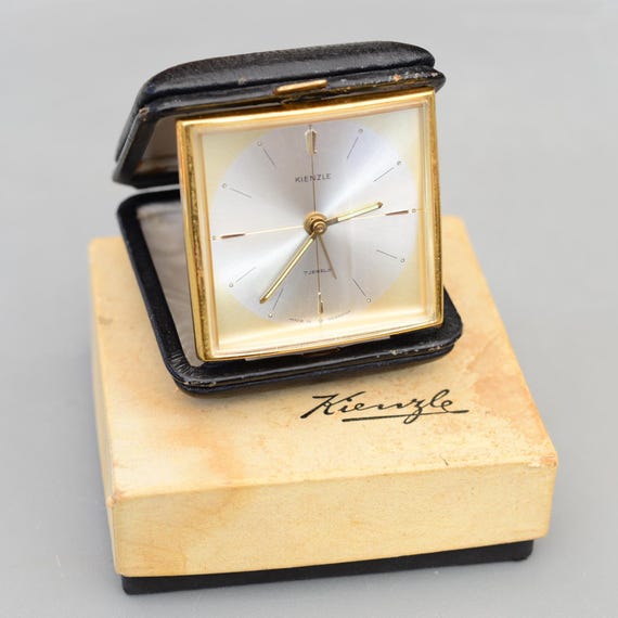 Vintage KIENZLE 7 Jewels Germany Travel Alarm Mechanical Clock