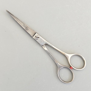 May include: Silver scissors with pointed blades and loop handles. The word "Ogee" is engraved on the blade, and "Extra Quality" is on the handle. A red accent is visible in one of the finger loops. These scissors are designed for cutting.