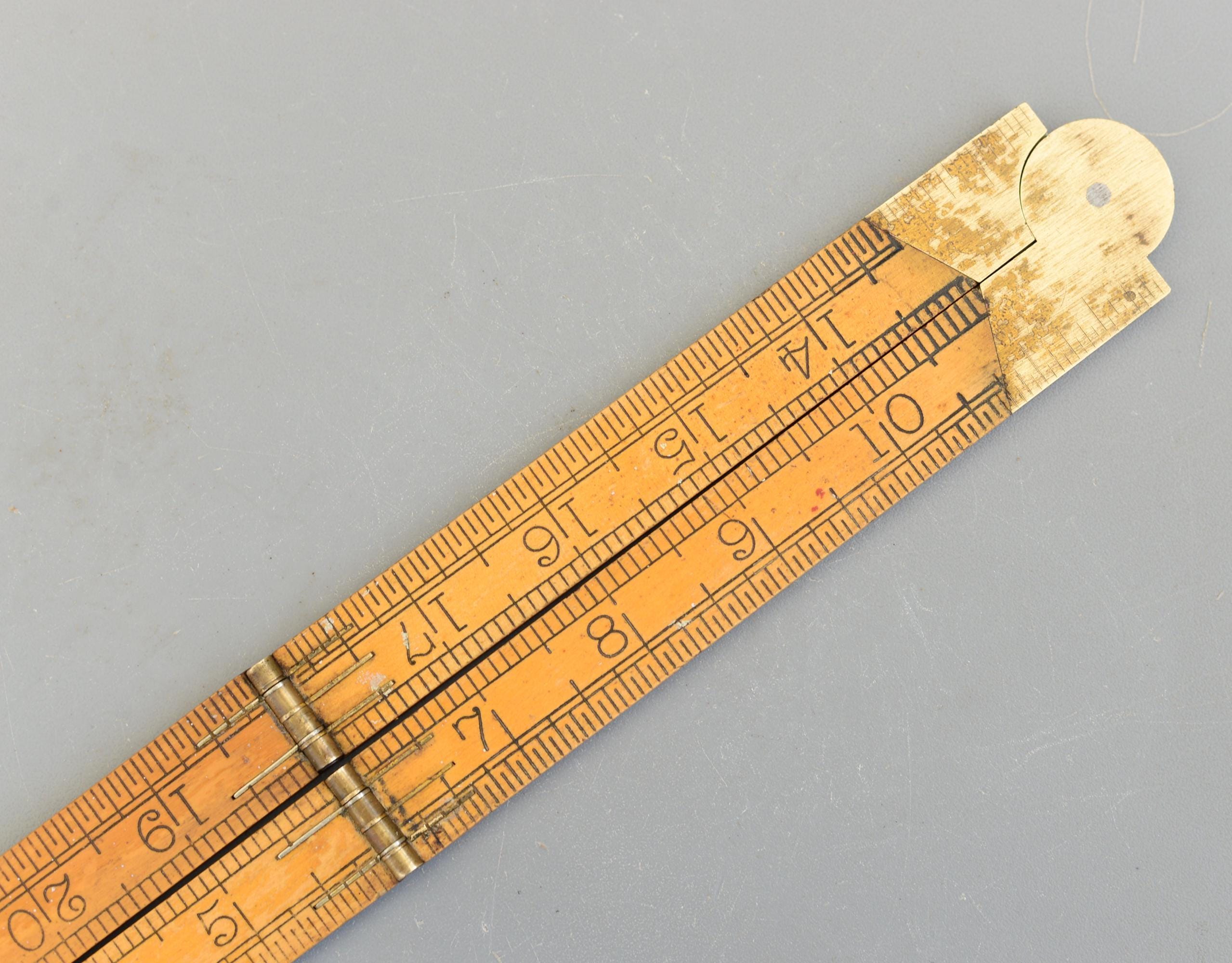 English Ruler That Was Inbread Vintage Rabone Chesterman England No 1380 Boxwood & Brass Folding Ruler ...