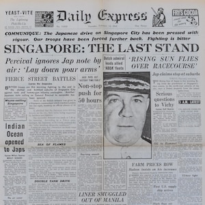 Vintage Original Daily Express Newspaper No 13015 12 February 1942 World War WWII WW2