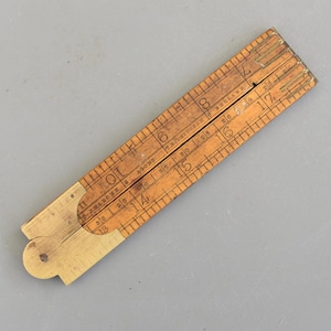 Regla plegable vintage de latón y madera de boj de 24 pulgadas, J. Rabone & Sons, Inglaterra, 1942