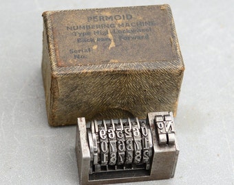 Vintage Leibinger Permoid nummeringsmachine nr. 6-cijferige boekdruk