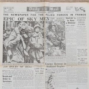 Periódico Daily Mail original de época n.º 15103, 28 de septiembre de 1944, Segunda Guerra Mundial