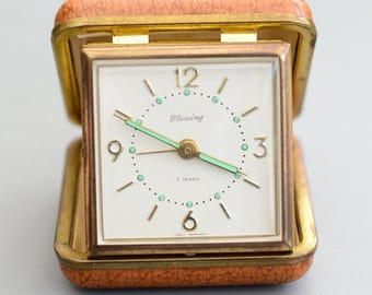 Vintage Blessing 2 Jewels W.Germany Travel Alarm Mechanical Clock Working