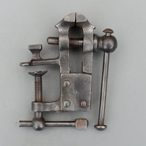 Vintage Hand Forged Jewellers Clockmakers Bench Vice with Anvil