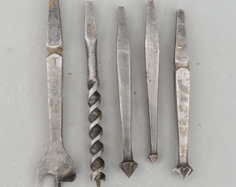 Vintage Set of 5 Auger Wood Drill Bit for Bit Brace Sheffield England