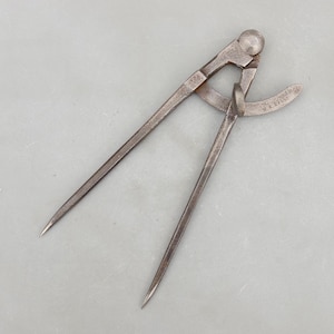 Vintage Rare W.A.Evans 8'' Iron Wing Lock Dividers Compass Calipers