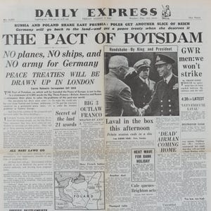 Vintage Original Daily Express Zeitung Nr 14091 vom 3. August 1945 Weltkrieg WWII WW2