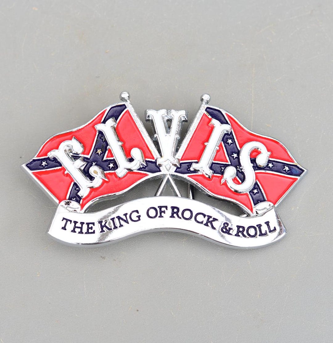 Vintage Elvis Presley Belt Buckle Enamled King of Rock and Roll Flag - Etsy