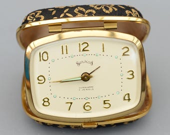 Vintage Services Luxalarm 2 Jewels Germany Travel Alarm Mechanical Clock Working