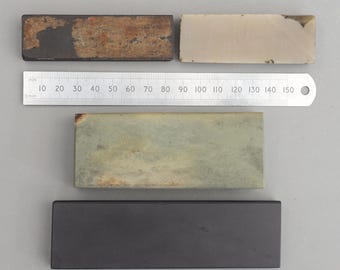 Set 4 Vintage Sharpening Stone Arkansas Charnley Forest Grey Slate Razor Hone Oilstones