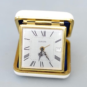 Vintage EUROPA 2 Jewels Tyskland reseklocka mekanisk väckarklocka som fungerar