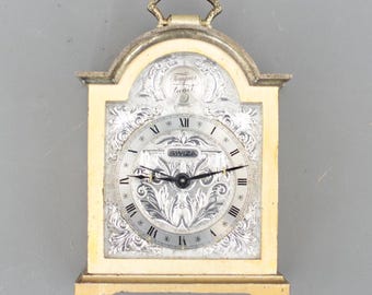 Vintage SWIZA 8 Days Swiss Made Alarm Mechanical Mantel Table Clock Working